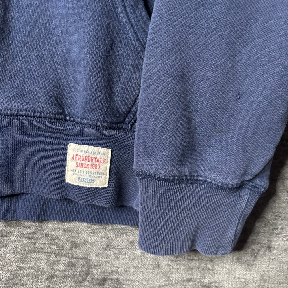 Vintage Y2K Aeropostale Athletics Navy Blue Hoodie Sweatshirt S Skater Grunge - Picture 5 of 8